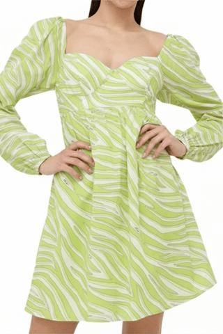 Vestido evasé - Verde