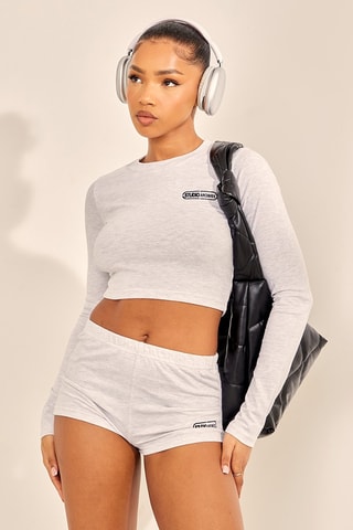 Crop top - Cinzento mesclado