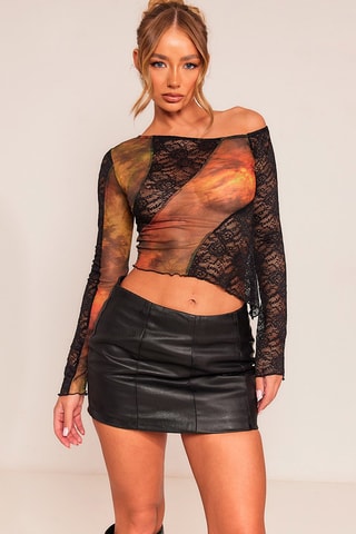 Crop top - Preto e laranja