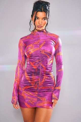Vestido direito - Rosa e laranja