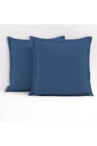 2 fronhas de algodão 57 fios/cm² - Azul-marinho - 50 x 70 cm e 63 x 63 cm