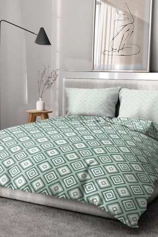 Conjunto de edredão em algodão 57 fios/cm² Fox Trot - Branco e verde