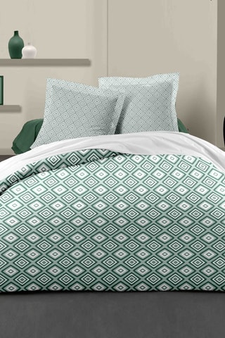 Conjunto de edredão em algodão 57 fios/cm² Fox Trot - Branco e verde