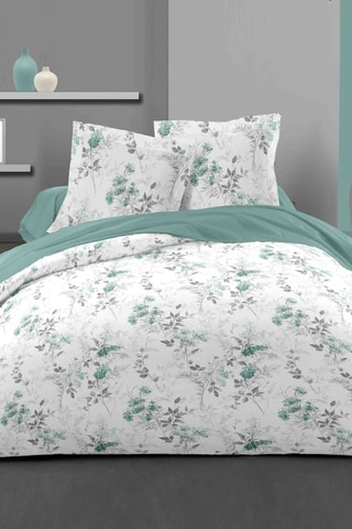 Conjunto de edredão em algodão 57 fios/cm² Pompadour -  
Branco e verde