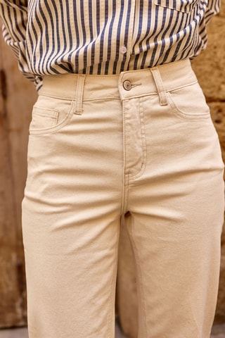 Vaquero recto de tiro alto Paige - Beige