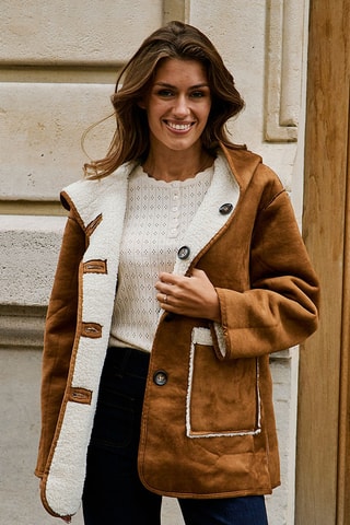 Chaqueta reversible con capucha Linoy - Beige