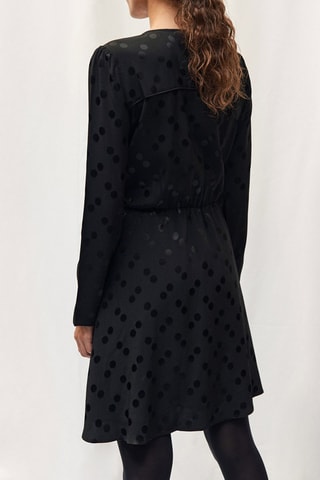 Vestido recto de lunares - Negro