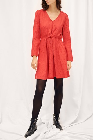 Vestido recto de lunares - Rojo