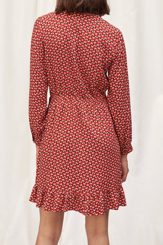 Vestido de flores avolantado - Rojo