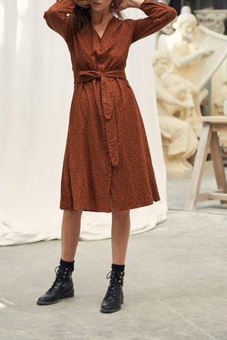 Vestido midi de lunares - Rojo