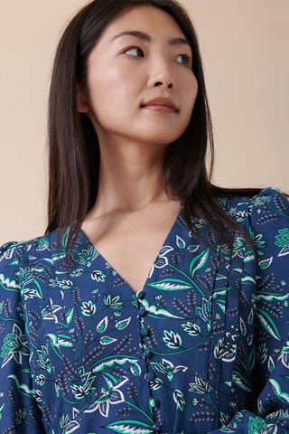 Vestido midi Roncador - Azul marino y verde
