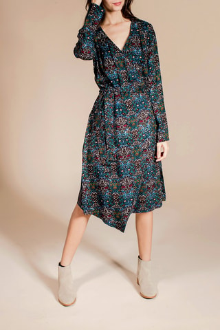 Vestido cruzado Renaissance - Azul pato y negro 