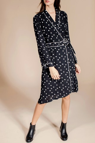 Vestido cruzado Roinita - Negro y crudo