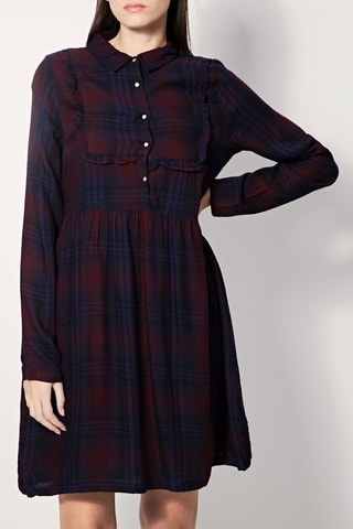 Vestido evasé Regua - Azul rey y burdeos