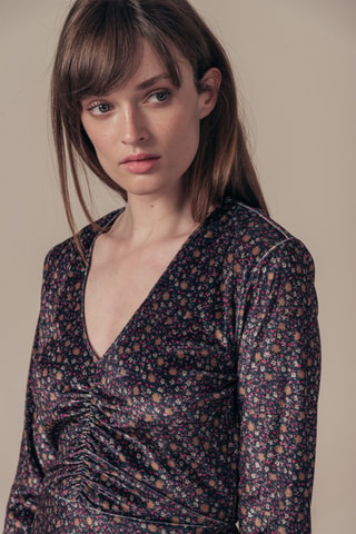 Vestido evasé Rimala - Negro y marrón