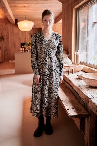 Vestido midi Rilon - Negro y crudo