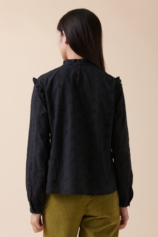Blusa con bordado inglés Theron - Negro