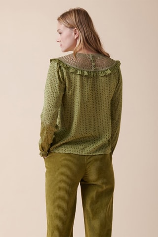 Blusa con bordado inglés Thiel - Verde oliva