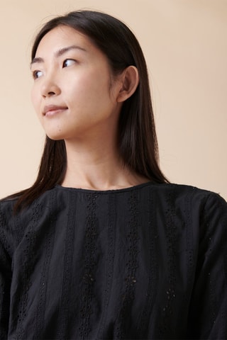 Blusa con bordado inglés Tebessa - Negro