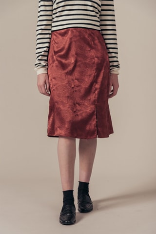 Falda midi de talle alto Jinette - Burdeos