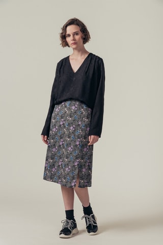 Falda midi de talle alto Jinette - Gris