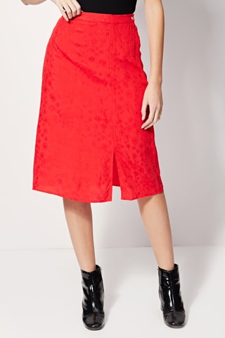 Falda midi de talle alto Jinette - Rojo