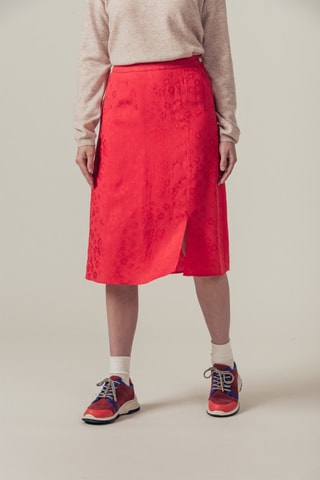 Falda midi de talle alto Jinette - Rojo