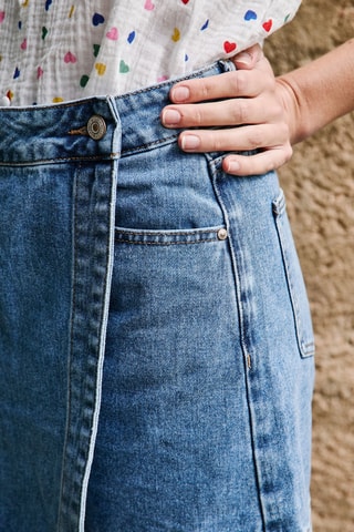 Falda pantalón vaquera de talle alto Jade - Azul