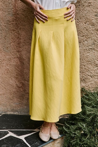 Falda plisada de talle alto Josiane - Amarillo