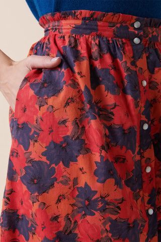 Falda midi de talle alto Jijina - Rojo