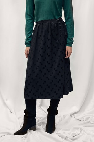 Falda midi de lunares - Negro