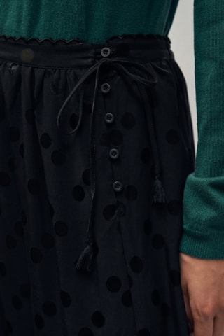 Falda midi de lunares - Negro