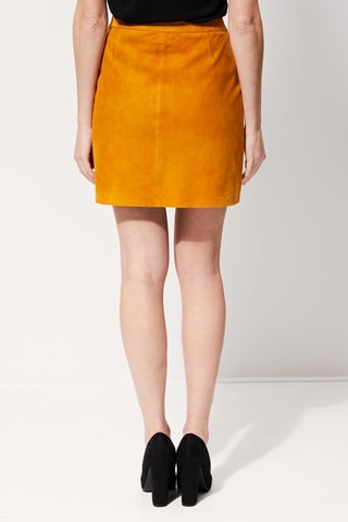 Falda recta de piel caprina de talle alto Jorgia - Camel