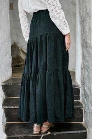 Falda larga de talle alto Janette - Negro