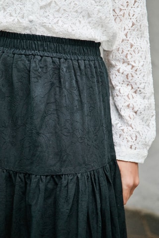 Falda larga de talle alto Janette - Negro