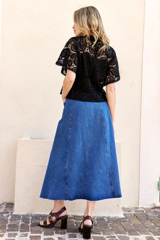Falda cruzada vaquera de talle alto Judith - Azul