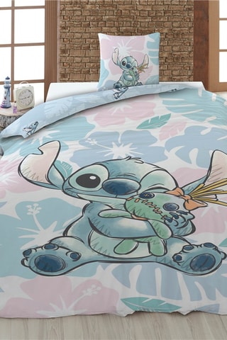 Funda nórdica Stitch Lilo y Stitch Disney - Celeste y rosa