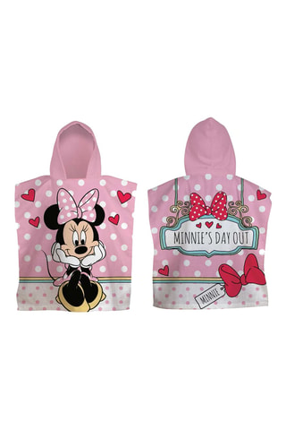 Poncho de plage à capuche Minnie Disney - Rose