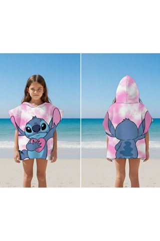 Poncho de plage à capuche Stitch Lilo et Stitch Disney - Rose et bleu cobalt
