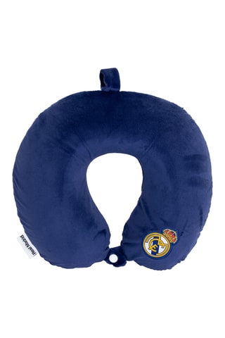 Coussin de cou en velours Real Madrid CF - 30 x 30 x 6 cm - Bleu marine