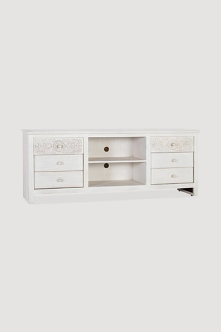 Meuble TV 6 tiroirs en bois de manguier - 180 x 70 x 40 cm