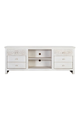 Meuble TV 6 tiroirs en bois de manguier - 180 x 70 x 40 cm
