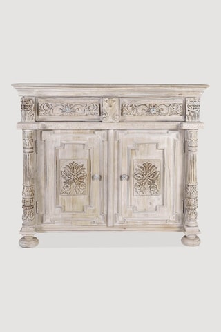 Buffet 2 portes - Naturel - En bois de manguier - 120 x 100 x 45 cm