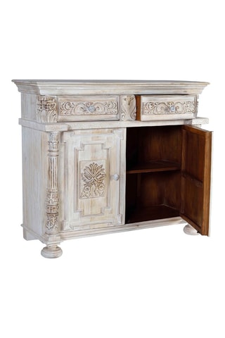 Buffet 2 portes - Naturel - En bois de manguier - 120 x 100 x 45 cm