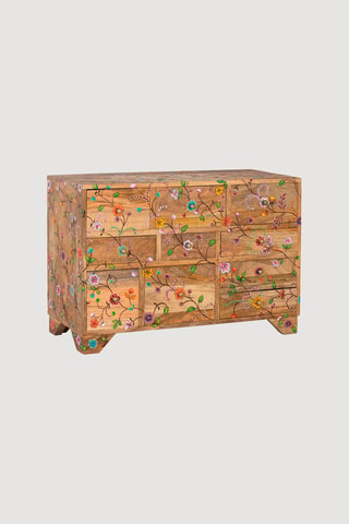 Commode 10 tiroirs - Naturel - En manguier - 80 x 55 x 33 cm