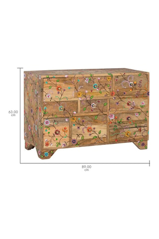 Commode 10 tiroirs - Naturel - En manguier - 80 x 55 x 33 cm
