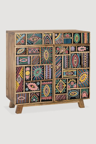 Buffet 2 portes - Naturel - 80 x 80 x 35 cm