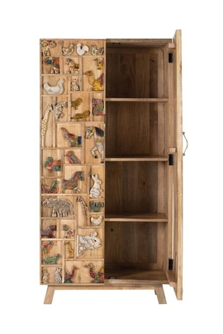 Armoire 2 portes en bois de manguier - Naturel - 90 x 170 x 48 cm