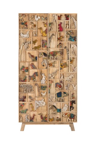 Armoire 2 portes en bois de manguier - Naturel - 90 x 170 x 48 cm