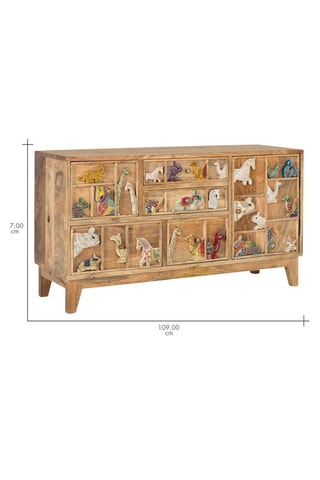 Buffet 1 porte en manguier - 100 x 55 x 32 cm